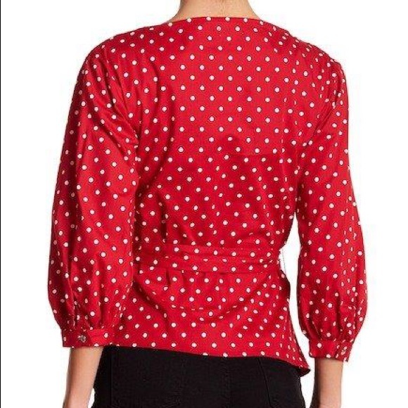 NWT Love, Fire Printed Faux Wrap Blouse - Picture 2 of 7